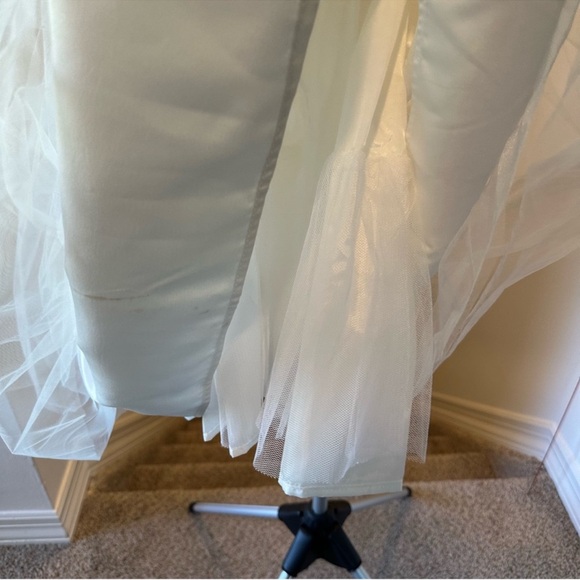 Biscotti Flower Girl White Dress with Lace Shoulders & Matching Bow Headband - Picture 5 of 14